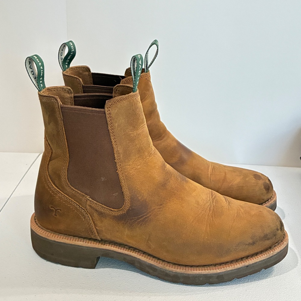 Tecovas Men's The Rugged Light Tobacco Tan Chelsea Boots 9.5EE Leather Western